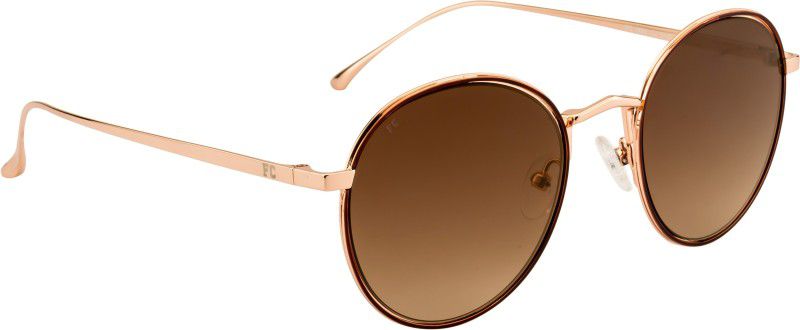 Mirrored Round Sunglasses (Free Size)  (For Men & Women, Brown, Golden)