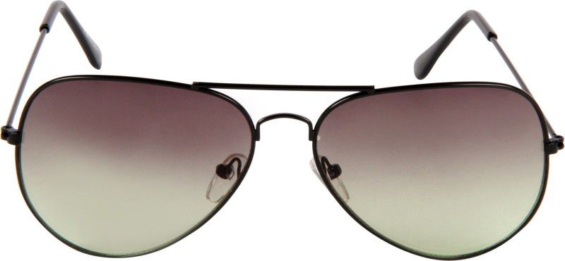 UV Protection, Riding Glasses Aviator Sunglasses (57)  (For Men, Black, Green)