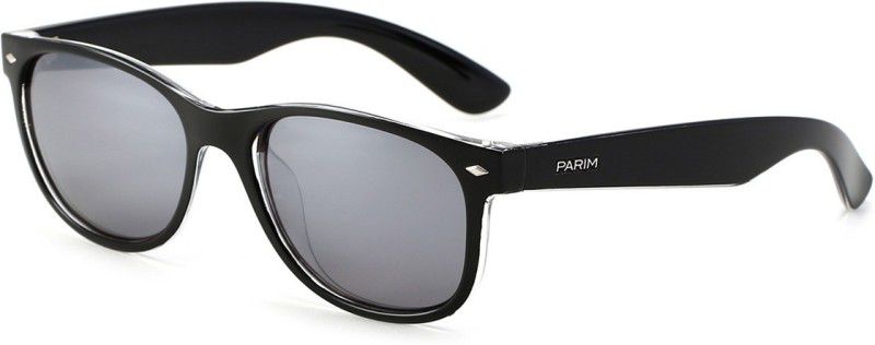 Polarized, UV Protection, Mirrored Wayfarer Sunglasses (55)  (For Men & Women, Silver)