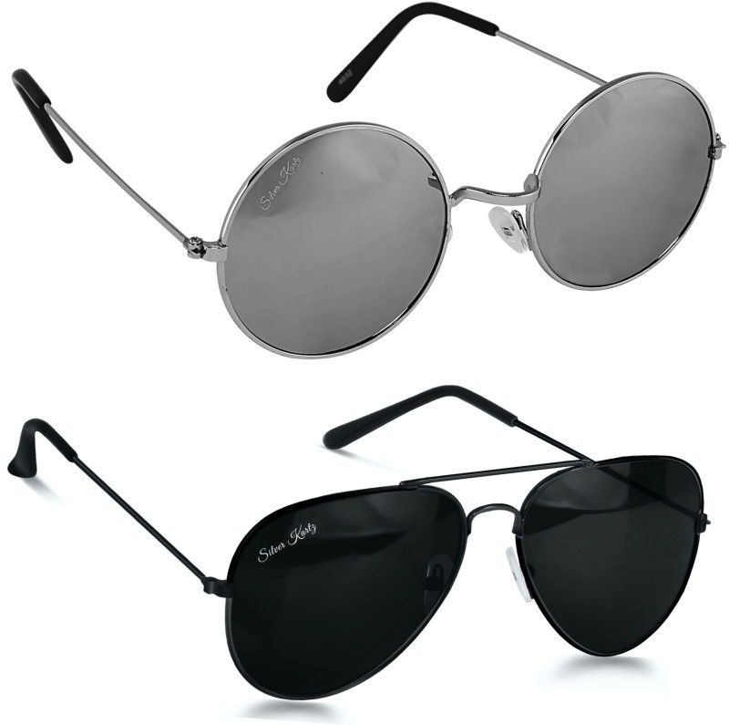 UV Protection Wayfarer, Aviator Sunglasses (88)  (For Men & Women, Silver, Black)