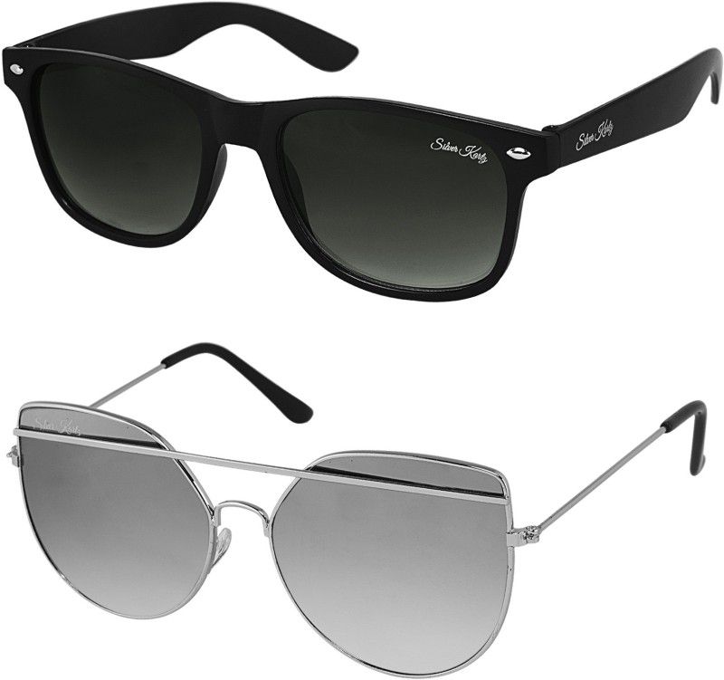 UV Protection Wayfarer, Aviator Sunglasses (88)  (For Men & Women, Black, Silver)