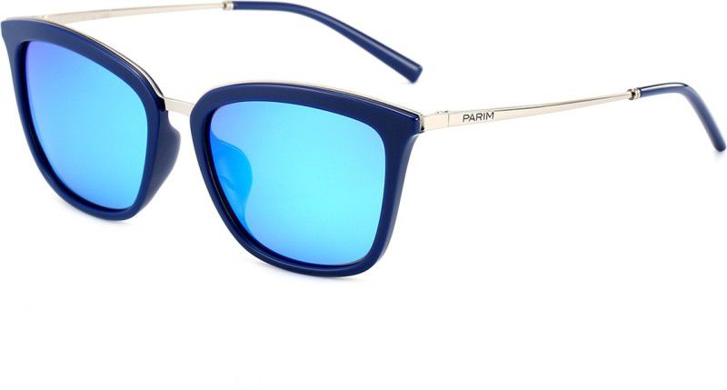 Polarized, Mirrored, UV Protection Cat-eye Sunglasses (55)  (For Women, Blue)