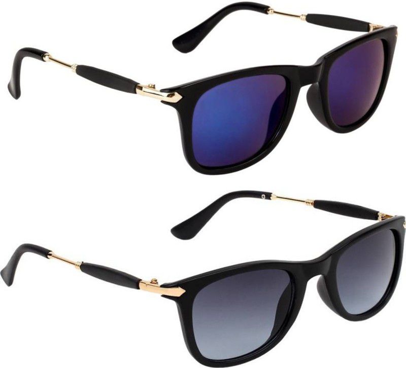 UV Protection, Mirrored, Gradient Wayfarer Sunglasses (53)  (For Men & Women, Blue)