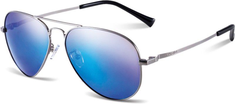 Polarized, UV Protection, Mirrored Aviator Sunglasses (59)  (For Men & Women, Blue)