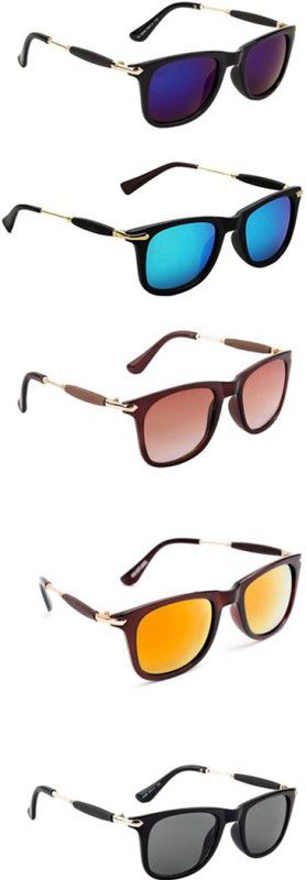 UV Protection, Gradient, Others Wayfarer Sunglasses (Free Size)  (For Men & Women, Violet, Blue, Brown, Orange, Black)