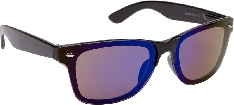 UV Protection, Mirrored Wayfarer Sunglasses (54)  (For Men & Women, Black, Blue)