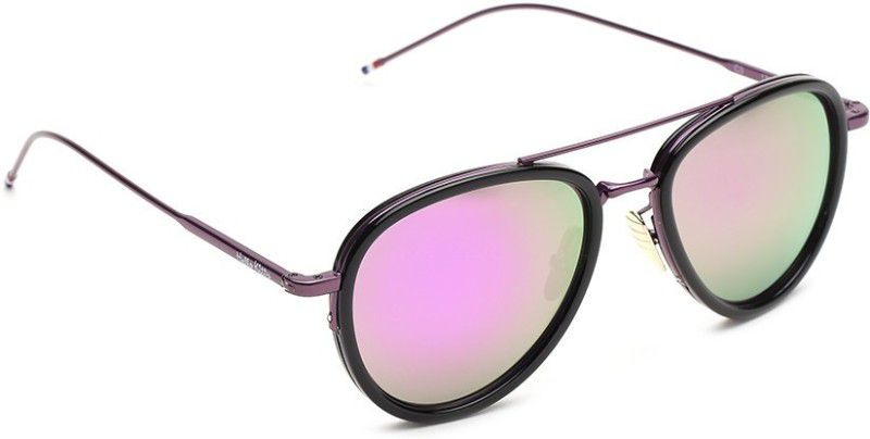 Mirrored Aviator Sunglasses (56)  (For Women, Green, Violet)
