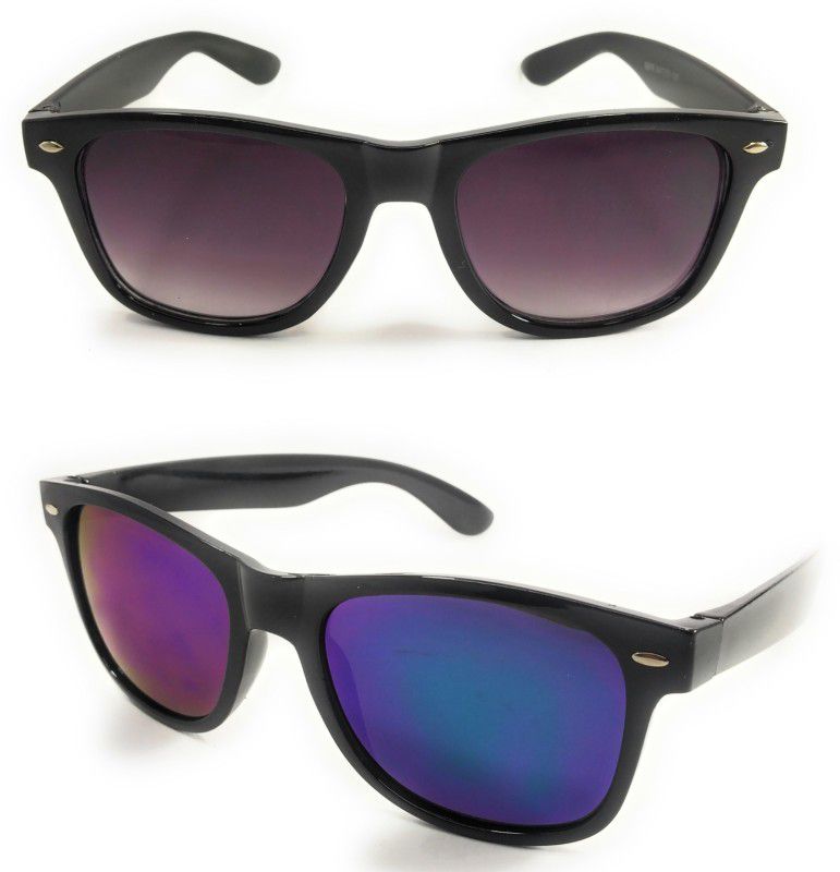 UV Protection, Mirrored Wayfarer Sunglasses (54)  (For Men & Women, Black, Green)