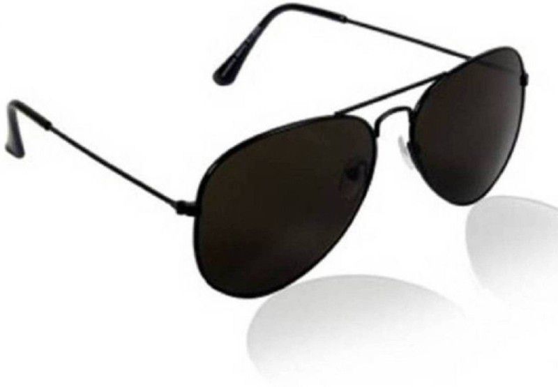 Polarized, Mirrored, UV Protection Aviator Sunglasses (Free Size)  (For Men & Women, Black)