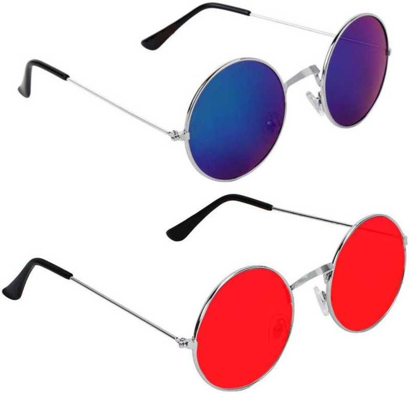 Polarized Round Sunglasses (55)  (For Boys & Girls, Blue, Red)