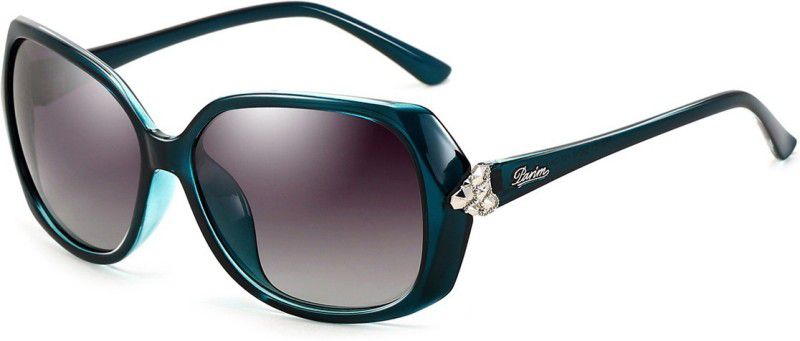 Polarized, UV Protection, Gradient Rectangular Sunglasses (59)  (For Women, Grey)