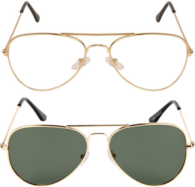 UV Protection, Gradient Aviator Sunglasses (57)  (For Men & Women, Clear, Golden)