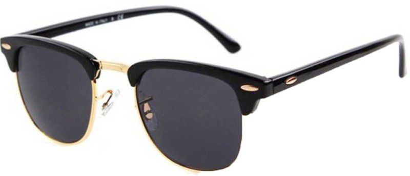Polarized, UV Protection Clubmaster Sunglasses (Free Size)  (For Men & Women, Black)