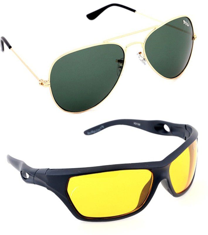 UV Protection Aviator, Sports Sunglasses (55)  (For Men, Green, Yellow)