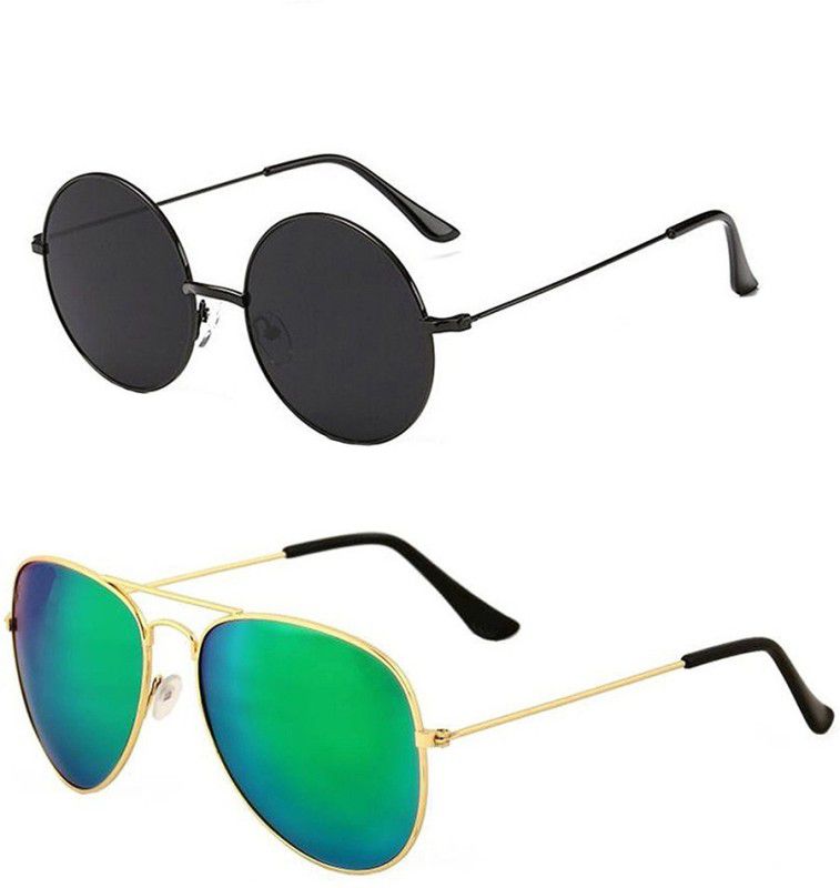 UV Protection Aviator Sunglasses (55)  (For Men & Women, Green, Black)