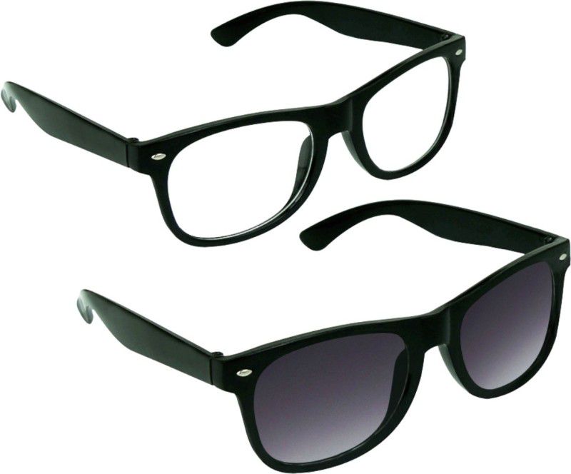 UV Protection Wayfarer, Wayfarer Sunglasses (Free Size)  (For Men & Women, Clear, Black)