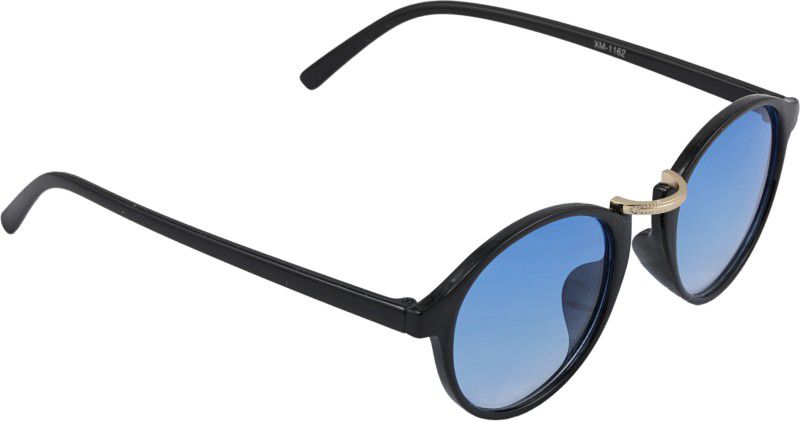 UV Protection Round, Retro Square Sunglasses (50)  (For Men & Women, Blue)