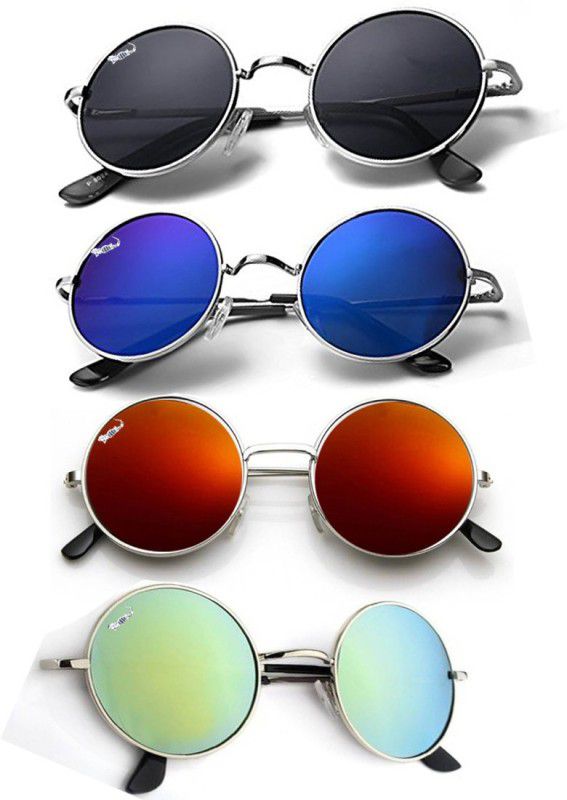 UV Protection Round Sunglasses (53)  (For Men & Women, Black, Blue, Red, Green)