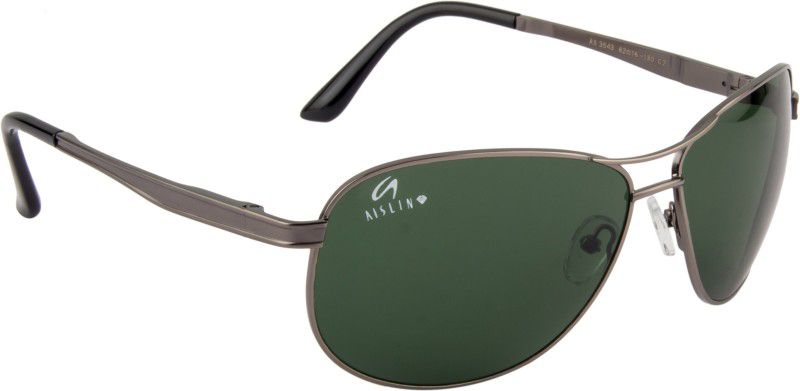 Toughened Glass Lens, UV Protection Aviator Sunglasses (62)  (For Men, Green)