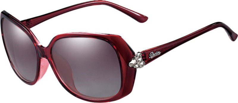 Polarized, UV Protection, Gradient Rectangular Sunglasses (59)  (For Women, Violet)