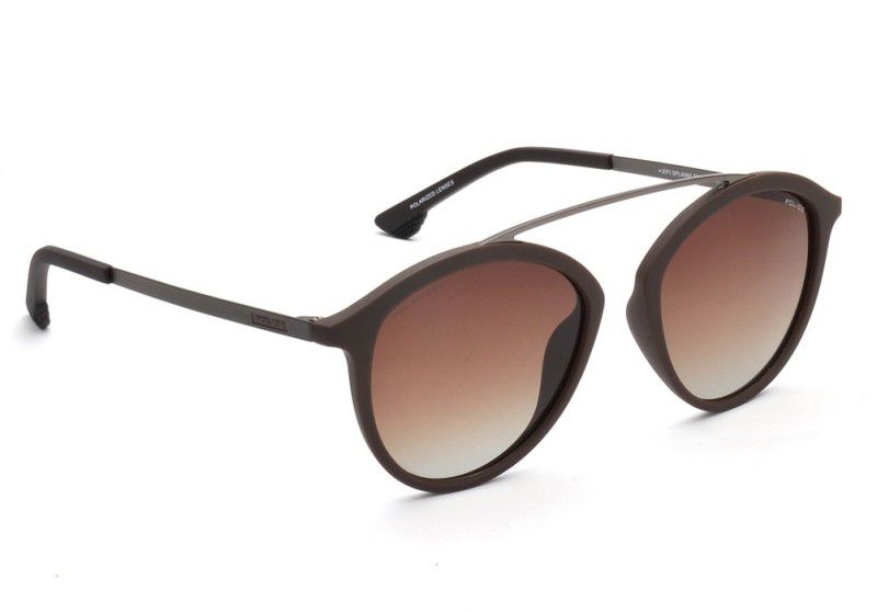 Polarized Round Sunglasses (52)  (For Men, Brown)