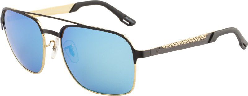 Polarized Rectangular Sunglasses (53)  (For Men, Blue)