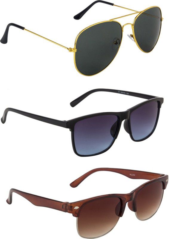 UV Protection, Gradient Aviator, Wayfarer Sunglasses (57)  (For Men & Women, Black, Brown)