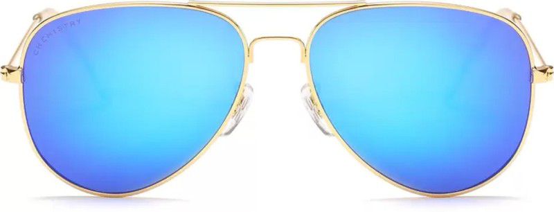 Mirrored Aviator Sunglasses (58)  (For Men & Women, Blue)