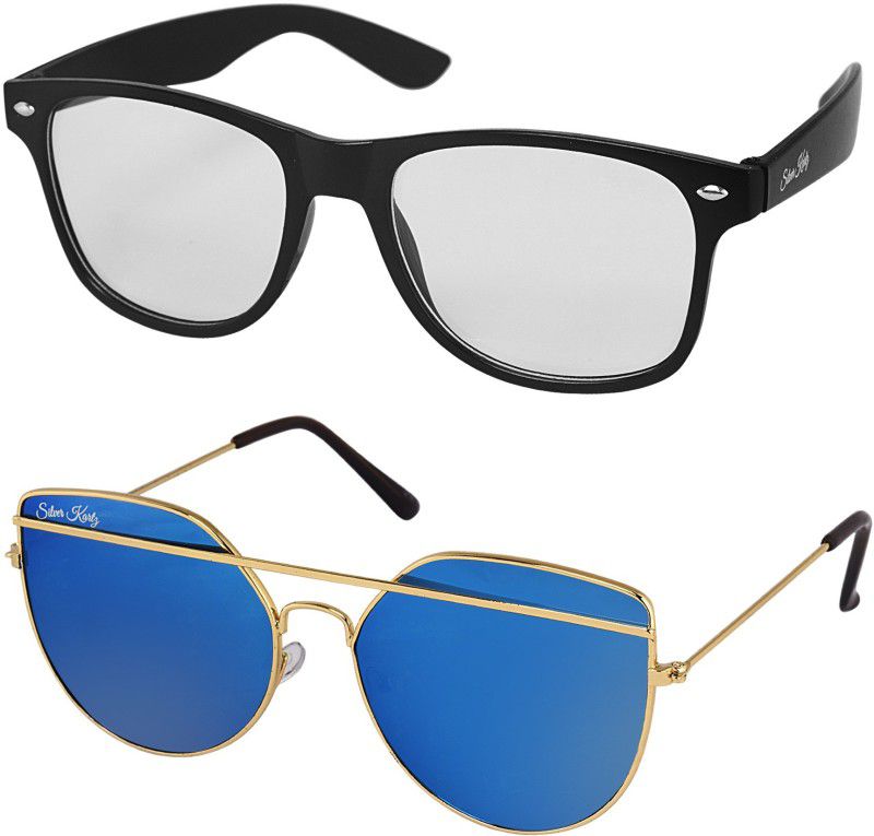 UV Protection Wayfarer, Aviator Sunglasses (88)  (For Men & Women, Clear, Blue)