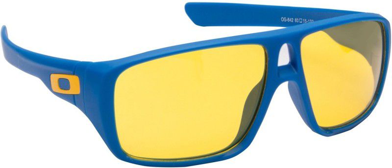 UV Protection, Night Vision Wrap-around Sunglasses (Free Size)  (For Men & Women, Yellow)