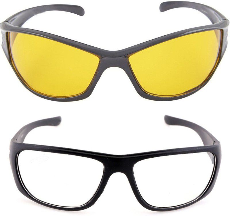 UV Protection Round Sunglasses (Free Size)  (For Men, Yellow, Clear)