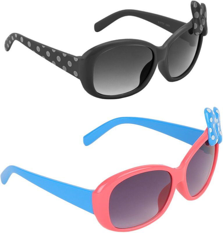 Gradient Rectangular Sunglasses (50)  (For Girls, Black, Violet)