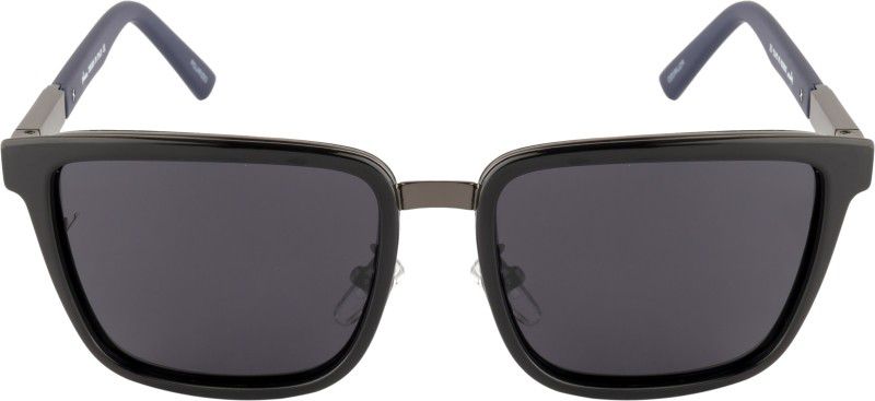 Polarized Retro Square Sunglasses (53)  (For Men, Black)