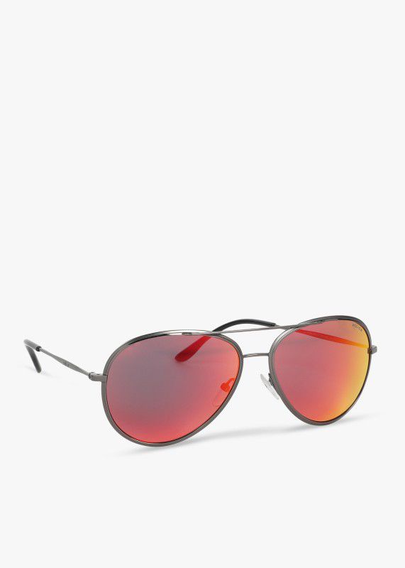 Mirrored Aviator Sunglasses (58)  (For Men & Women, Red)