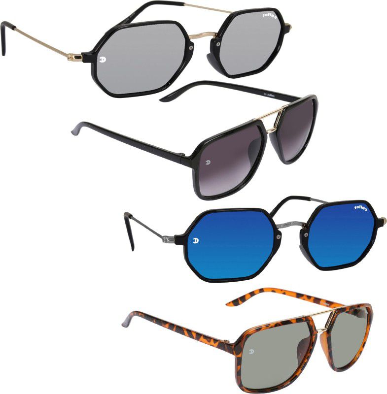 Mirrored, UV Protection Rectangular, Retro Square Sunglasses (55)  (For Men & Women, Silver, Grey, Blue, Green)