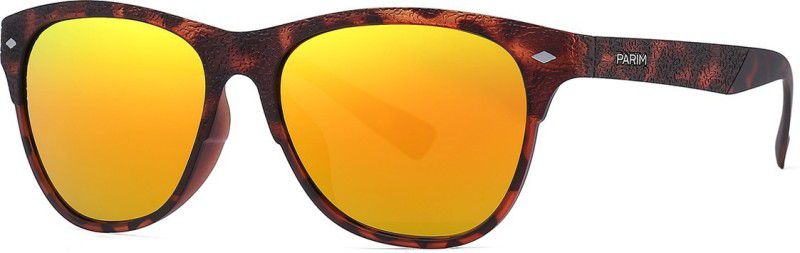 Polarized, Mirrored, UV Protection Wayfarer Sunglasses (55)  (For Men & Women, Orange)