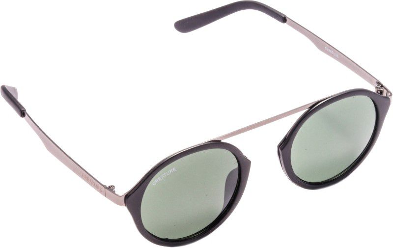 UV Protection, Mirrored Wayfarer, Round Sunglasses (Free Size)  (For Men & Women, Green)