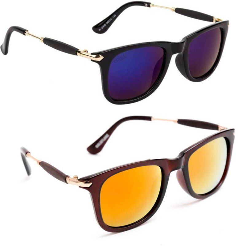UV Protection, Gradient, Others Wayfarer Sunglasses (Free Size)  (For Men & Women, Violet, Orange)