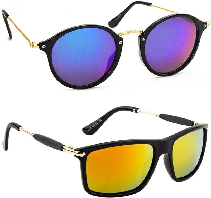 Mirrored, UV Protection Cat-eye, Wayfarer Sunglasses (53)  (For Men & Women, Blue, Red)