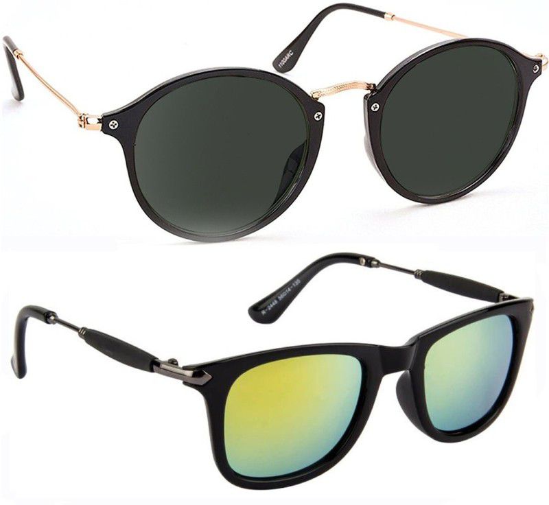 Mirrored, UV Protection Cat-eye, Wayfarer Sunglasses (53)  (For Men & Women, Black, Yellow)