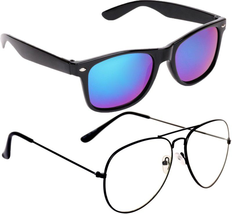 UV Protection Wayfarer, Aviator Sunglasses (Free Size)  (For Men & Women, Blue, Clear)