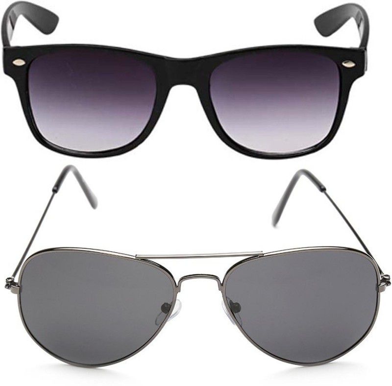 UV Protection, Gradient Wayfarer, Aviator Sunglasses (53)  (For Men & Women, Grey)