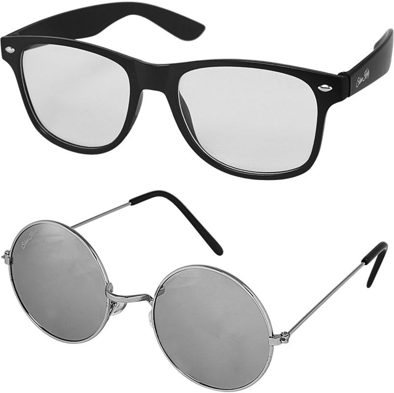UV Protection Wayfarer Sunglasses (88)  (For Men & Women, Clear, Silver)