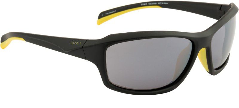 Mirrored Wrap-around Sunglasses (Free Size)  (For Men & Women, Grey, Silver)
