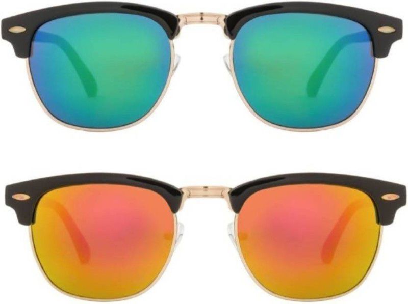 UV Protection Wayfarer Sunglasses (Free Size)  (For Men & Women, Yellow, Blue, Orange)