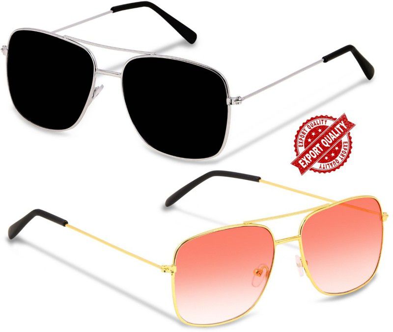 Polarized Rectangular Sunglasses (47)  (For Men & Women, Pink)