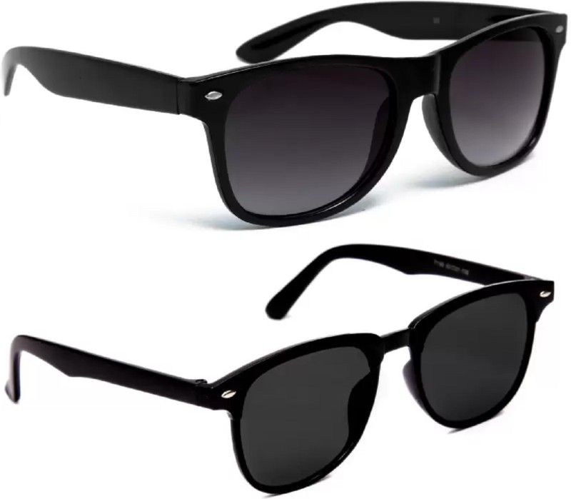 UV Protection, Polarized Rectangular, Wayfarer Sunglasses (Free Size)  (For Men & Women, Black)