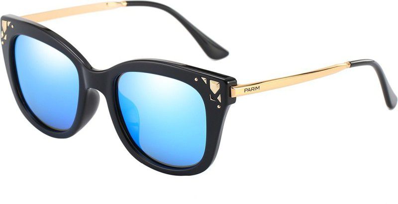 Polarized, Mirrored, UV Protection Cat-eye Sunglasses (52)  (For Women, Blue)