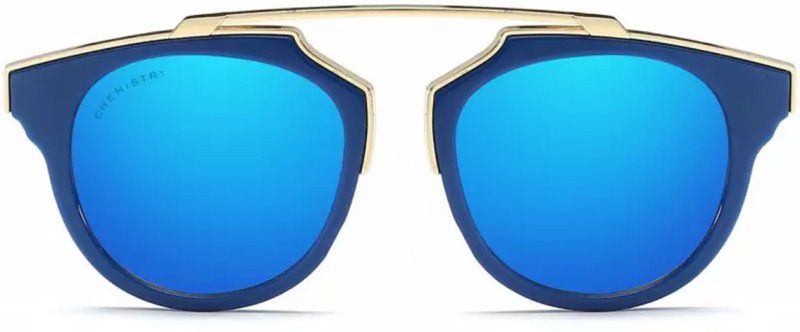 Mirrored Round Sunglasses (58)  (For Men & Women, Blue)