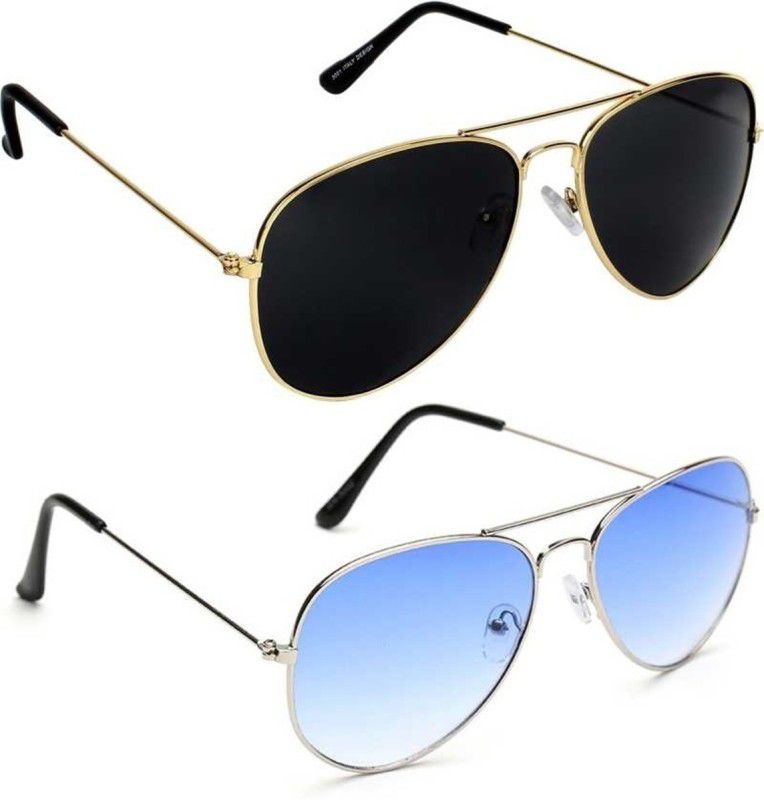 UV Protection Aviator Sunglasses (48)  (For Men & Women, Black, Blue)